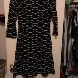 Black dress with white diamond stripes